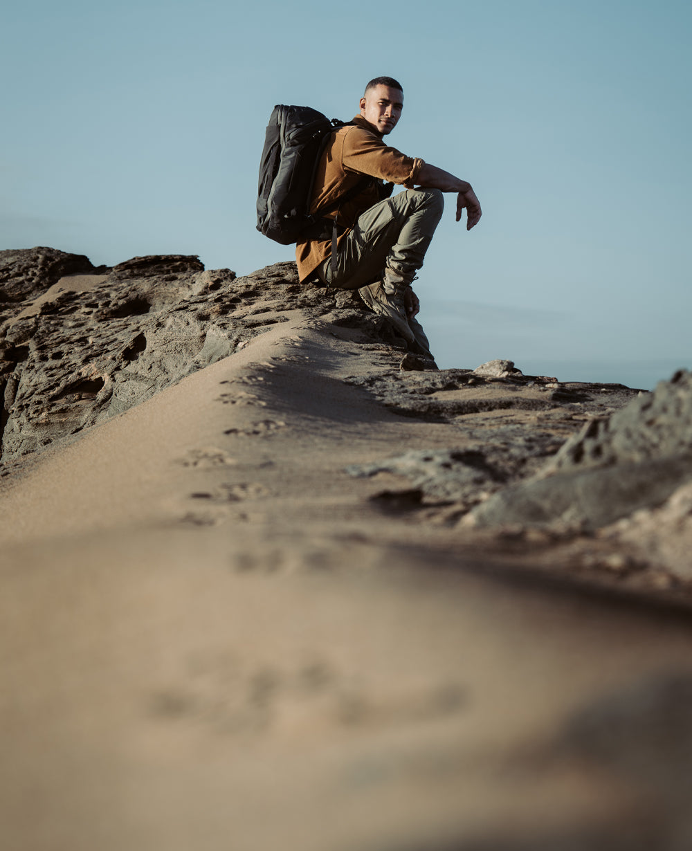 Traveler with backpack